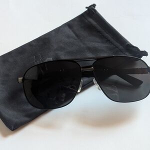 Black Aviator Sunglasses with Case